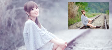 PS教程：把夏季美女图片处理成冬季美女图片